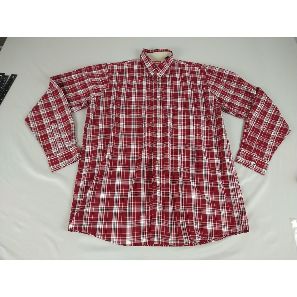 Wrangler Shirt Men LT Red Plaid Western Country Wrinkle Resist Long Sleeve
